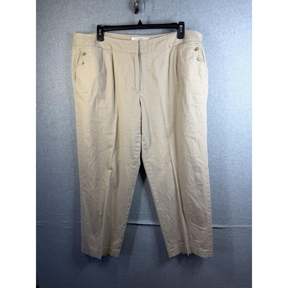 Liz Claiborne Pants Womens 20W Beige Jackie Pleated Twill Pull On Relaxed Chino